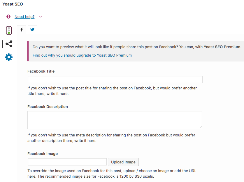 Yoast Open Graph settings