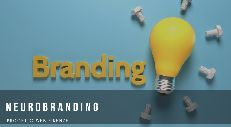 Grafica riguardante il neurobranding con disegnata una lampadina gialla su sfondo blu